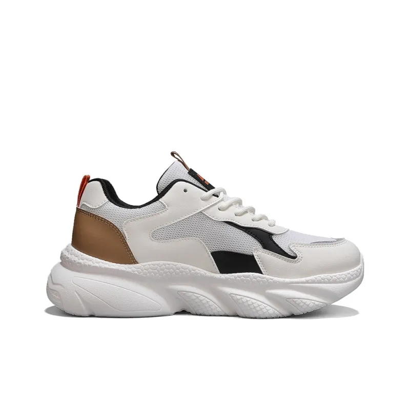 Warrior Slip Resistant, Abrasion Resistant, Breathable Low Top Chunky Sneakers Men's White Black Orange-1