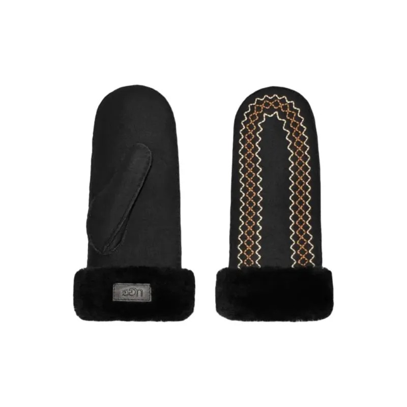 UGG Sheepskin Gloves Unisex Black-1