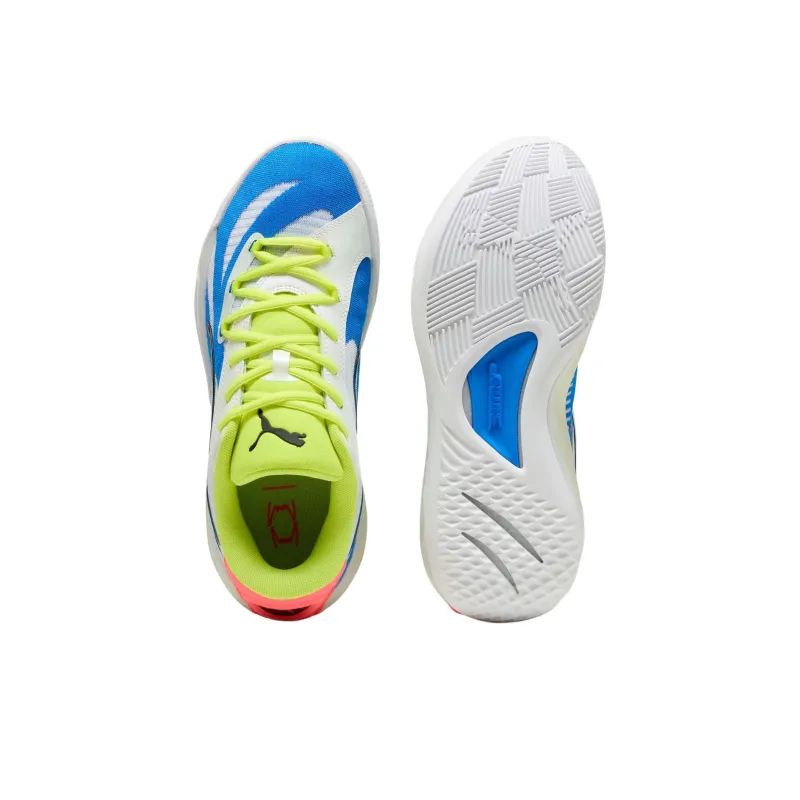 PUMA All Pro NITRO™ Anti Slip Wear Resistant Low Top Basketball Shoes Men's White Blue-4