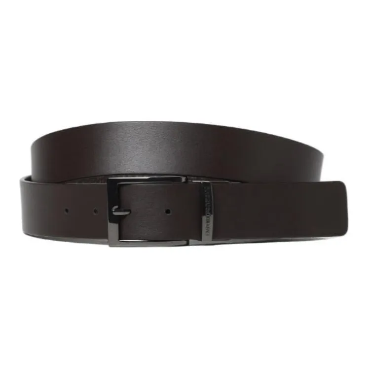 EMPORIO ARMANI Weave-embossed Reversible Leather Belt-4
