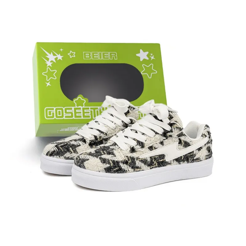 BEIER Lightning Collection Unique And Versatile Classic Vintage Cushioning Balance Low-Top Skateboard Shoes Unisex-6