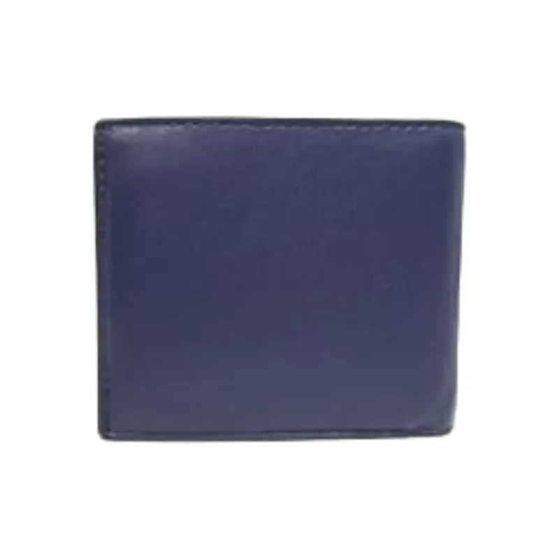 COACH MLB Collaboration Compact Refined Calfskin Cropped Foldable Wallet Mini Men's Dark Blue-1