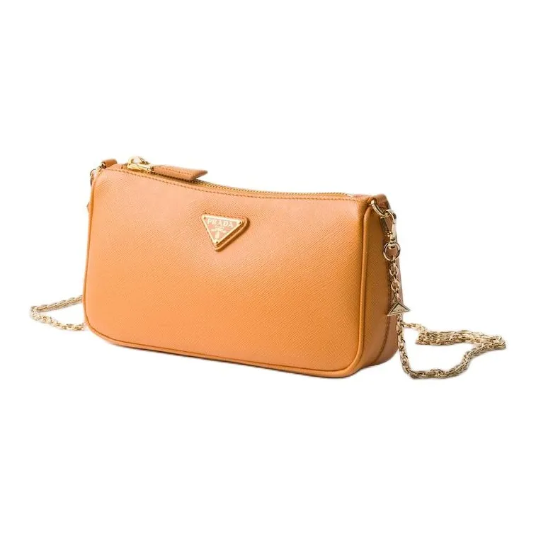PRADA Saffiano Leather Crossbody Bag Shoulder Bag Mini Women's Amber-1