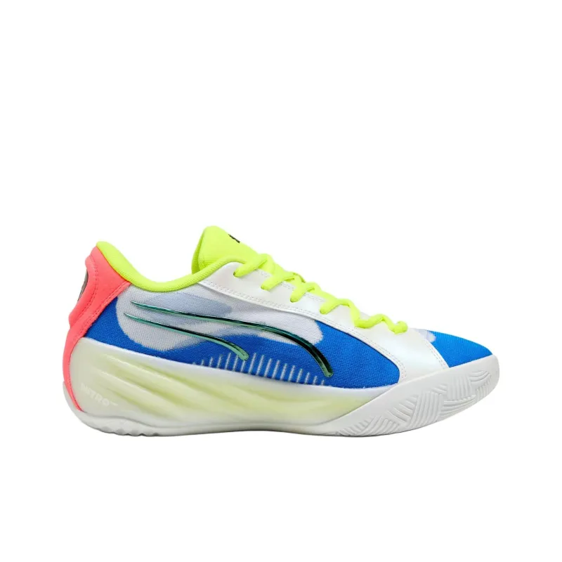 PUMA All Pro NITRO™ Anti Slip Wear Resistant Low Top Basketball Shoes Men's White Blue-1