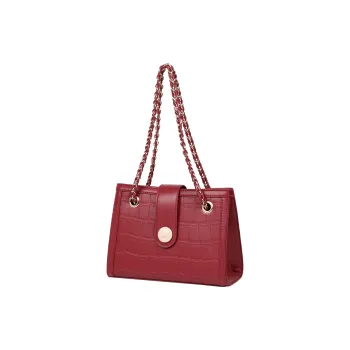 Kevin Cohen Cow Leather With Synthetic Leather Small Square Bag Shoulder Bag, Crossbody Bag Trumpets Women's Red