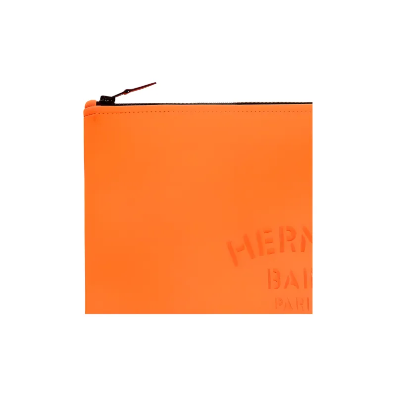 HERMES Polyamide Clutch Large Size Women's Orange-2