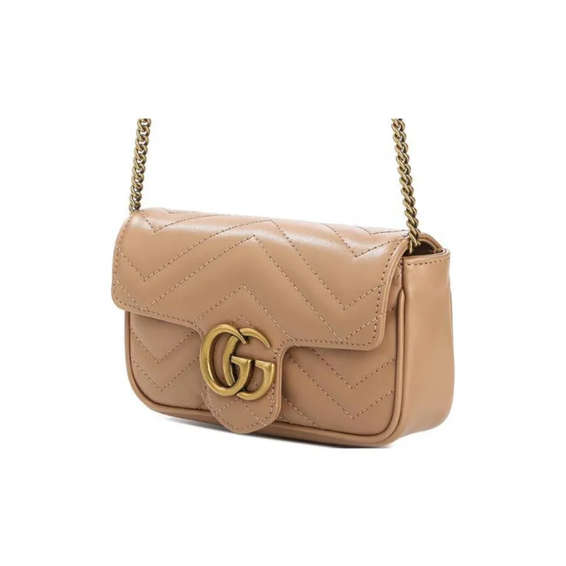 GUCCI Calfskin Shoulder Bag Women's Beige-2