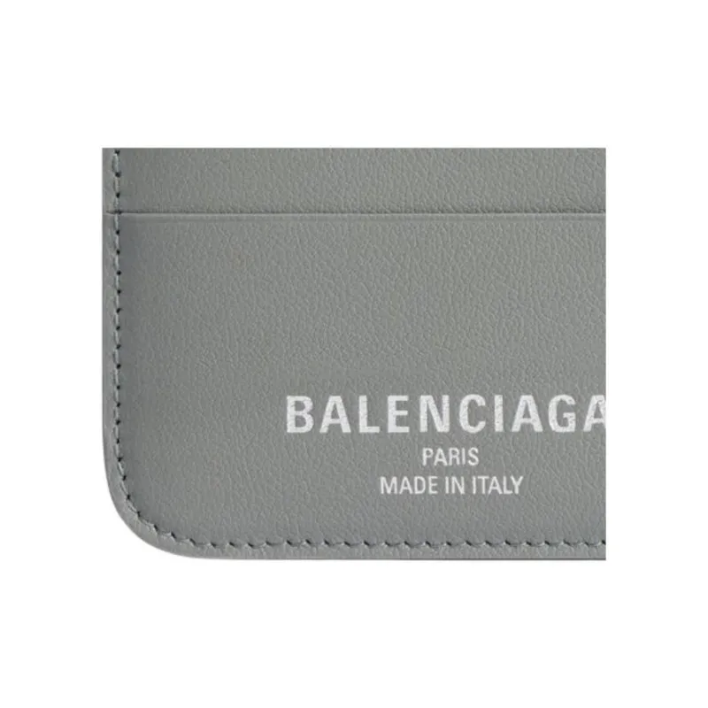 Balenciaga Smooth Cow Leather Card Holder Women's Gray-2