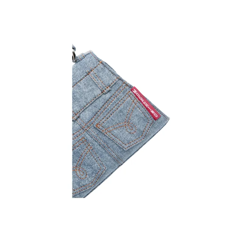 MOSCHINO Denim Shoulder Bag Crossbody Bag Handbag Women's Light Blue-2
