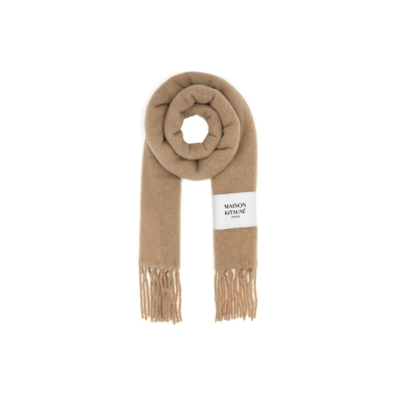 Maison Kitsune Alpaca, Nylon Knit Scarves Women's Camel-0
