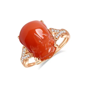 QIAOWUQIAONV Southern Red Agate Rings Women's