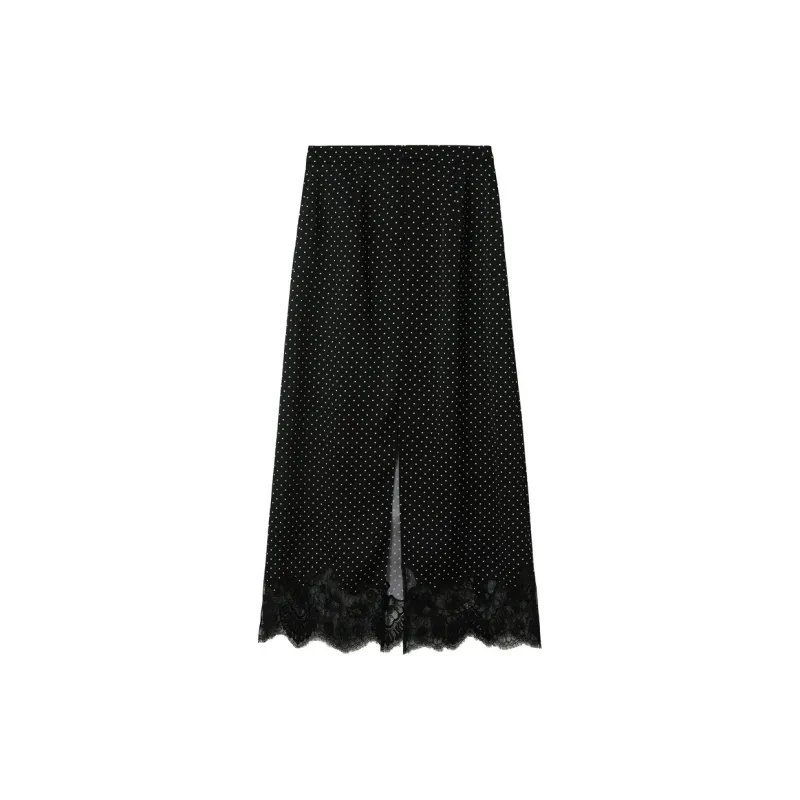 3COLOUR Casual Long Skirt Women's Classic Black-1