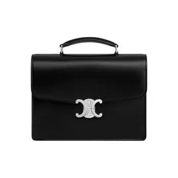 CELINE Triomphe Calfskin One Shoulder Handbags Small Size Men's Black