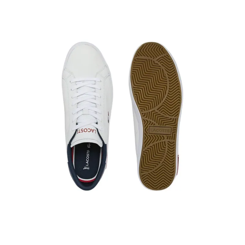 LACOSTE Anti Slip Wear Resistant Low Top Skateboard Shoes Men's White Blue-4
