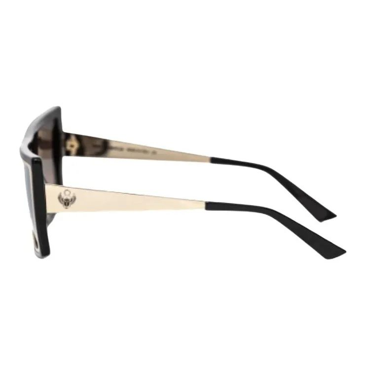 Frankie Morello Acetate Rectangular Sunglasses Unisex Black-2
