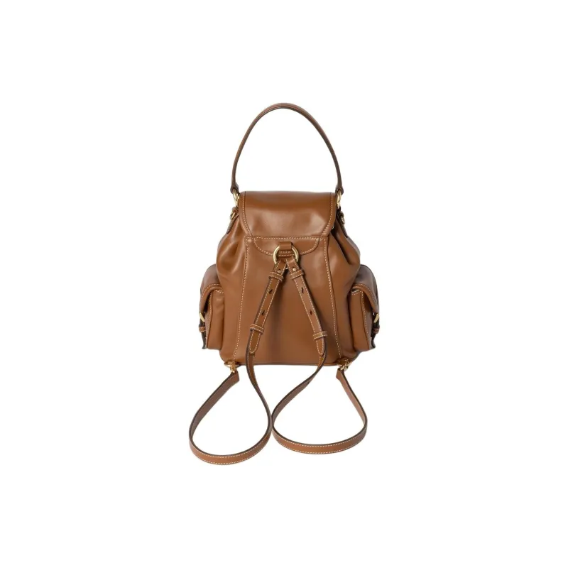 MIU MIU Calfskin Backpack Unisex Brown-2