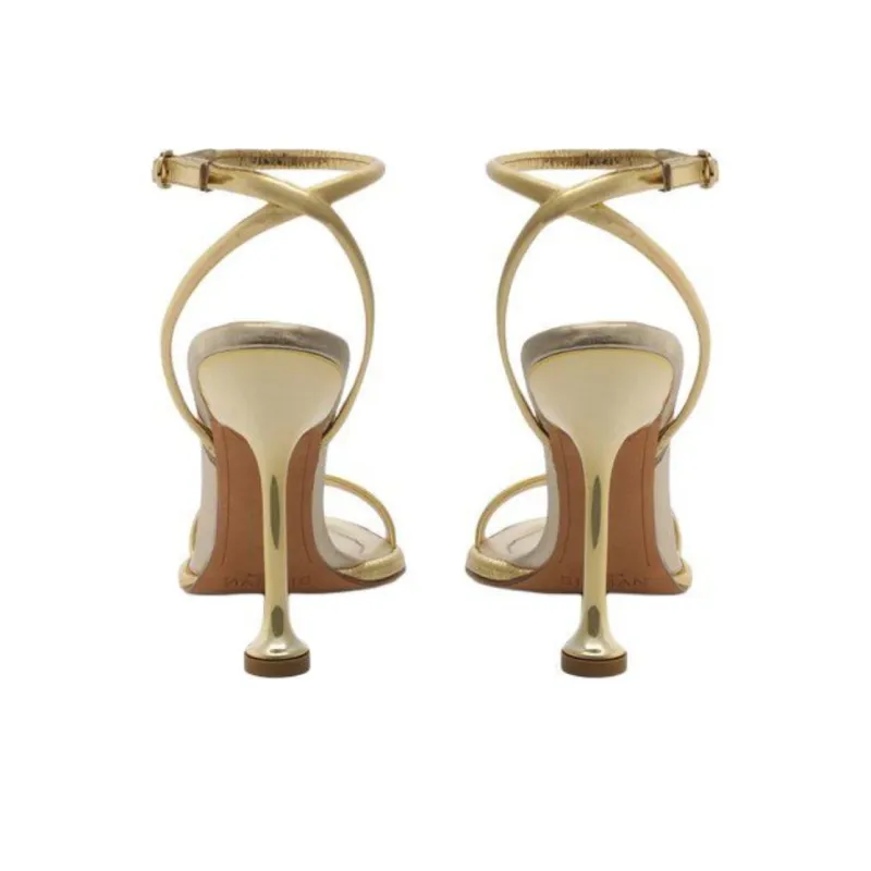 Alexandre Birman Teresa Strap Sandals 10cm Women's Gold-4