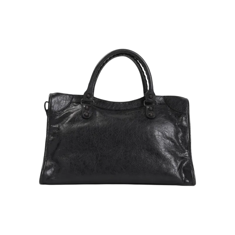Balenciaga Le City Lambskin One Shoulder Handbag Medium Size Women's Black-1