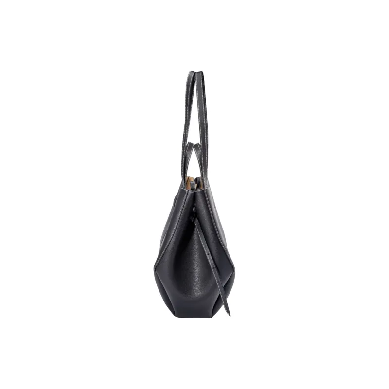 AQUASCUTUM Litchi Grain Cow Leather Wings Combo Bag Handbag Large Size Women's Black/Brown-7
