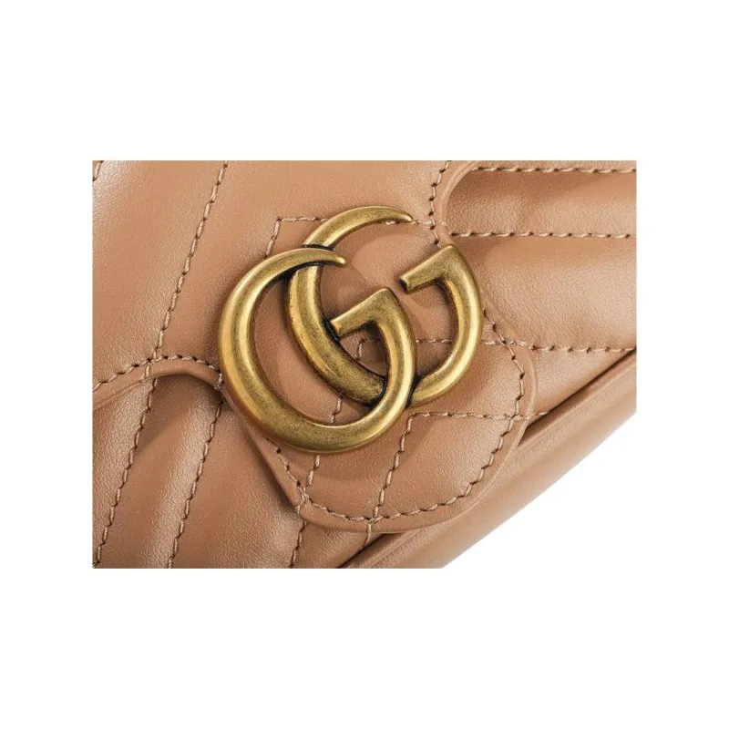 GUCCI Calfskin Shoulder Bag Women's Beige-5