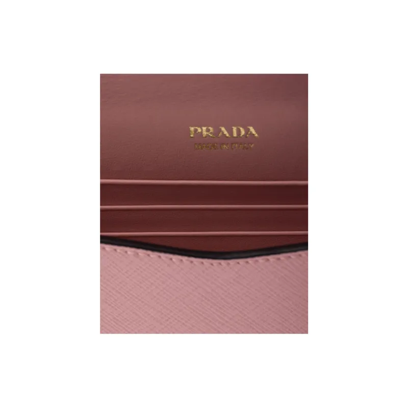 PRADA Calfskin Shoulder Bag Mini Women's Peach Pink-4