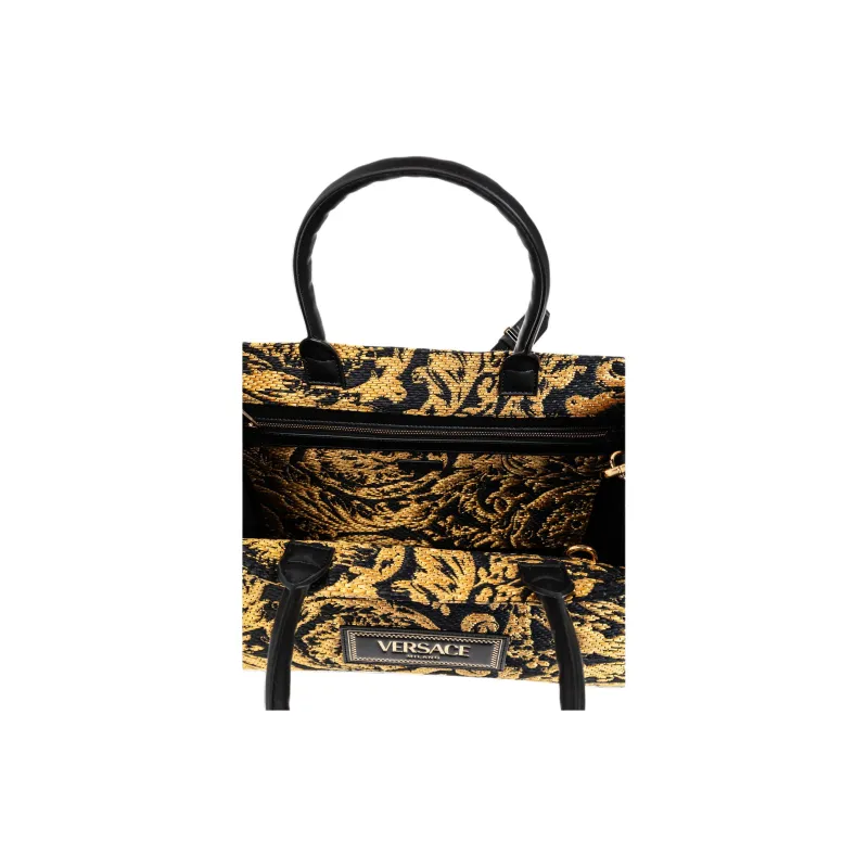 FANSIZHE Raffia Tote Bag Shopping Bag Shoulder Bag Handbag Medium Size Women's Black & Yellow-3