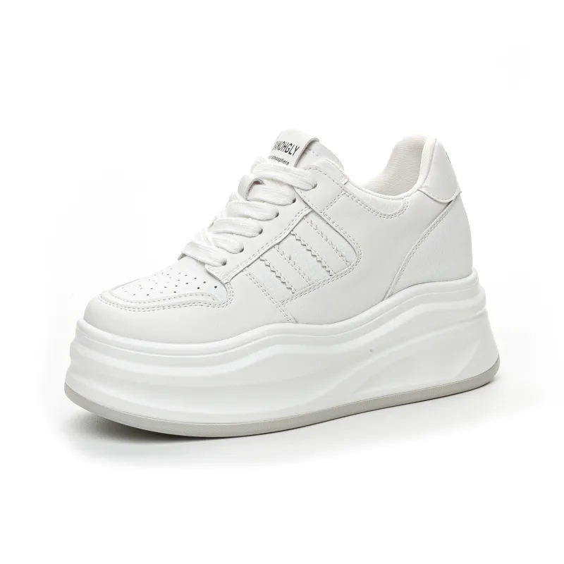 Chibang Small White Shoes Breathable Height Increasing Low-Top Skateboard Shoes Women's-0
