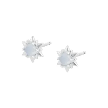 ENFANTIN 999 Fine Silver Crystal Stud Earrings Unisex