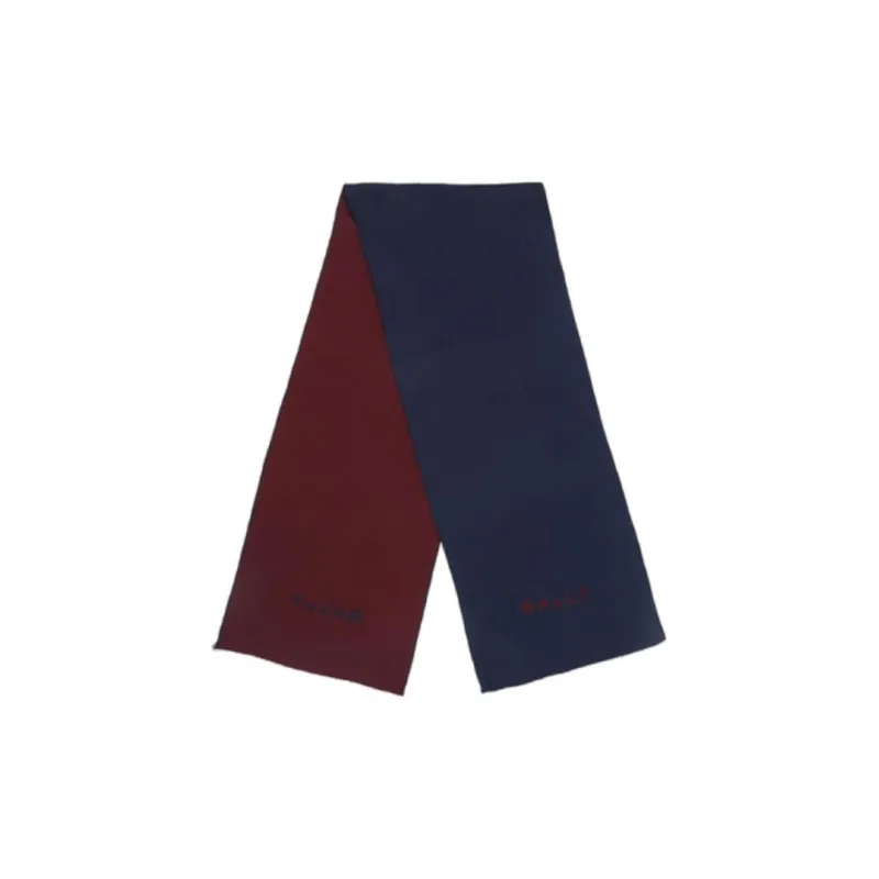 BALLY Wool Knit Scarves Men's Dark Blue/Red-1