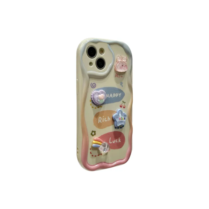 Sopi TPU Material Pink Blue Edge Text Chain Phone Cases Compatible With IPhone 15 Pro Max/Apple 13/14 Pro Max/12 Series-1