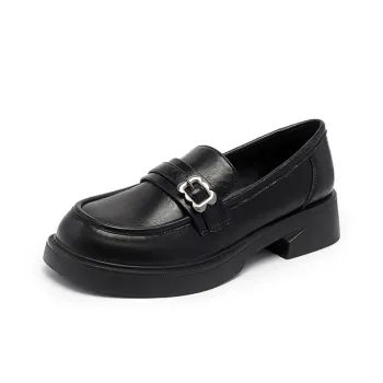 JOSINY Fashion Versatile Preppy Style, Classic, Lazy Slip on Loafers Women's Black