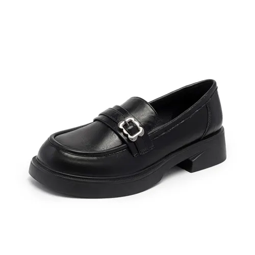 JOSINY Fashion Versatile Preppy Style, Classic, Lazy Slip on Loafers Women's Black