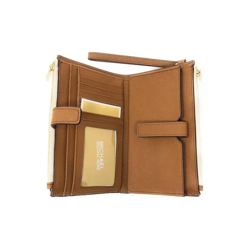 MICHAEL KORS Jet Set Travel Coated Canvas With Polyester Wallet Women's Vanilla White-3