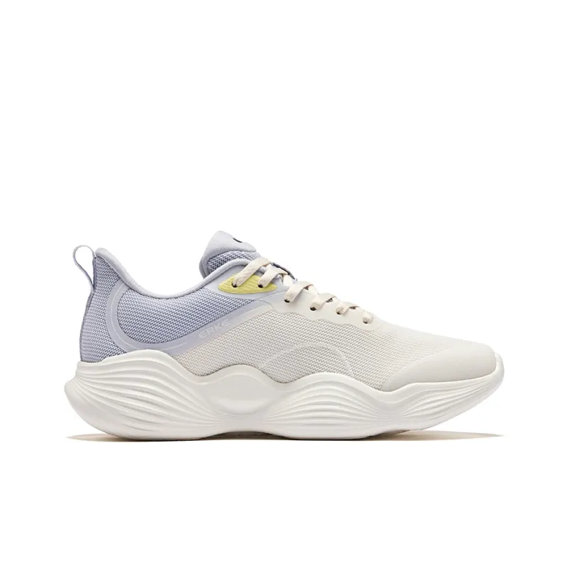 Erke Cushioning Wear-Resistant Low-Top Casual Running Shoes Women's White Purple-1