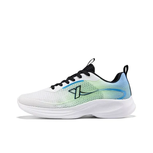 XTEP ZhuiFeng Cushioning Lightweight Slip Resistant Low Top Sprint Running Shoes Men's White Green Blue