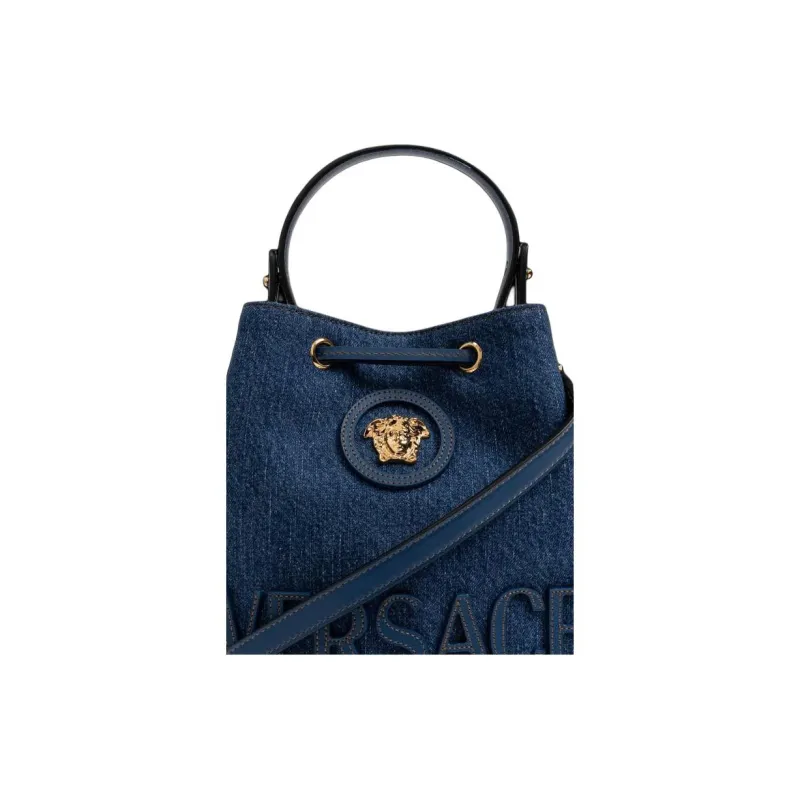 FANSIZHE La Medusa Fabric One Shoulder Handbag Women's Marine Blue-3