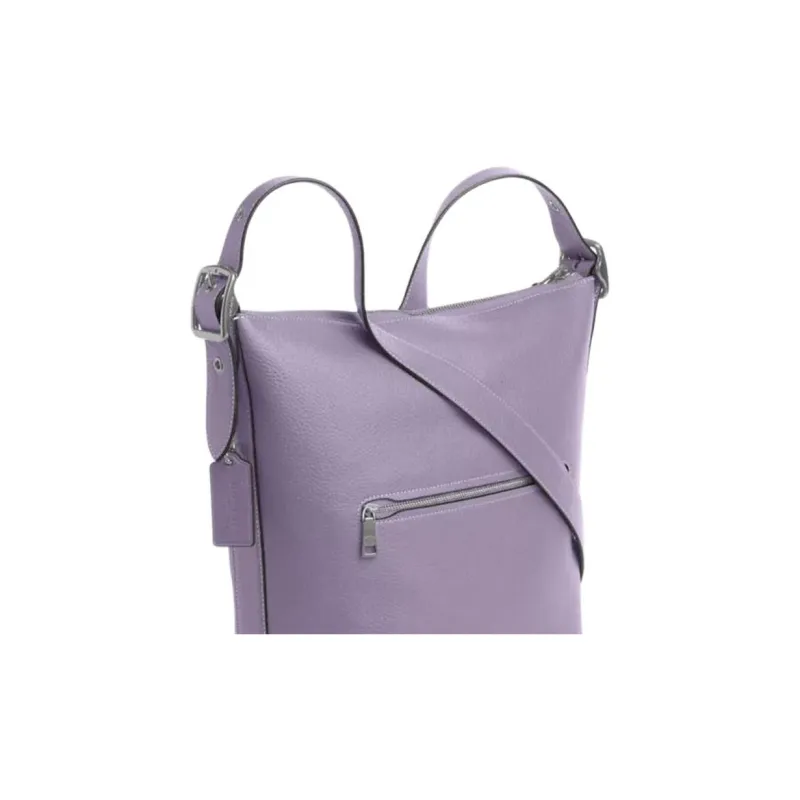 COACH ValeDuffle Leather Bucket Bag, Shoulder Bag, Crossbody Bag Medium Size Women's Silver & Light Purple-4