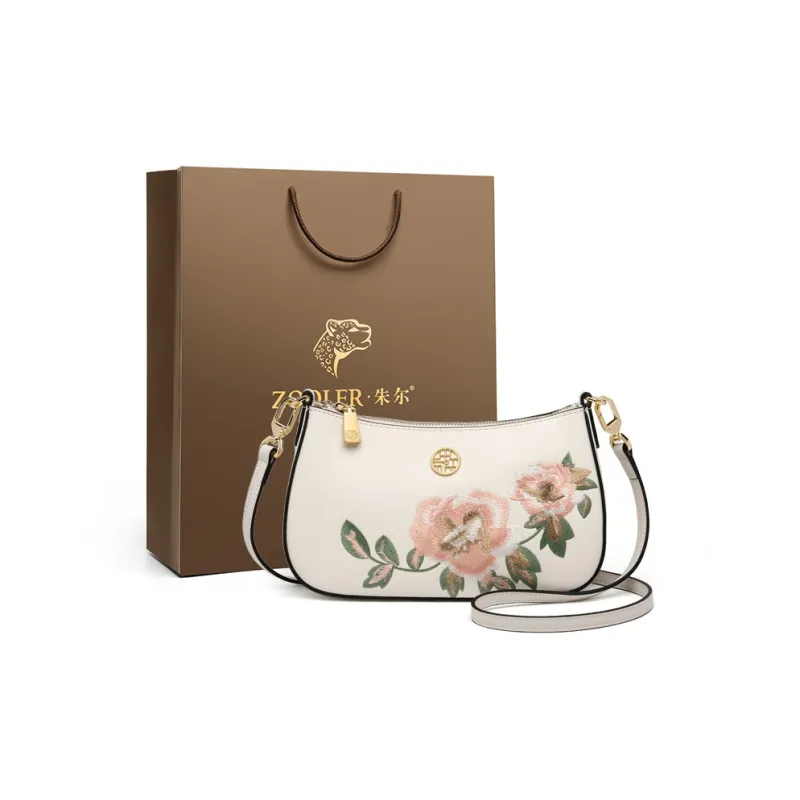 ZOOLER Cow Leather Crossbody Bags Trumpets Women's Elegant White/Cream White/Imperial Red/Royal Blue-0