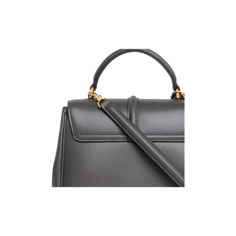 CELINE 16 Satin Calfskin Shoulder Bag Crossbody Bag Handbag Mini Women's Gray-4