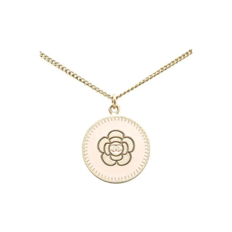 CHANEL 2006 Gold Plated Camellia Pendant Necklace Costume Necklace-1