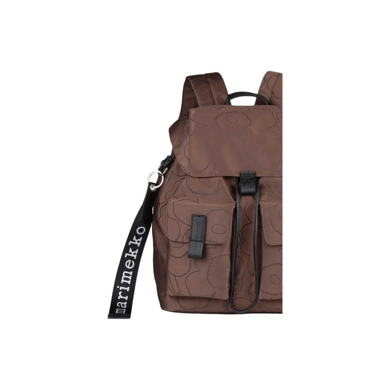 Marimekko Polyester Backpack Large Size Unisex Brown & Black-4