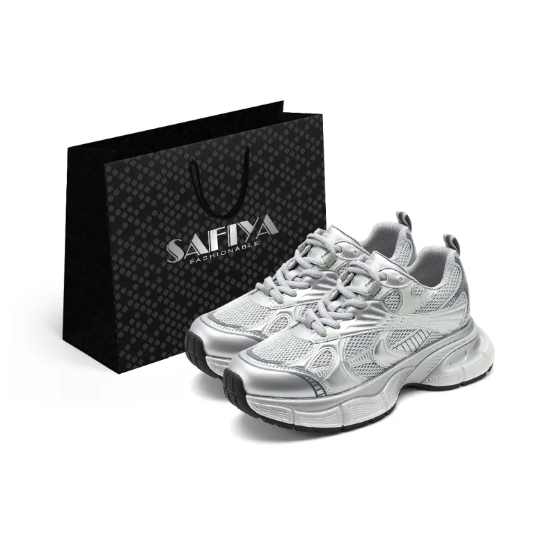 Safiya Cushioning Anti Slip And Wear Resistant Low Top Chunky Sneakers Women's Silver Gray-0