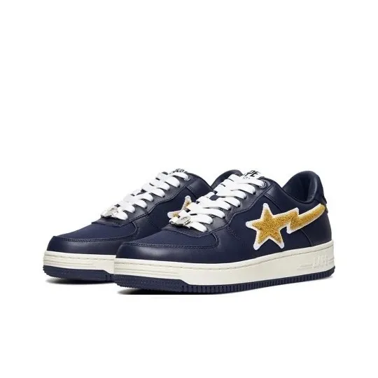 A BATHING APE STA X STADIUM GOODS Low Top Skateboard Shoes Unisex White Blue-1