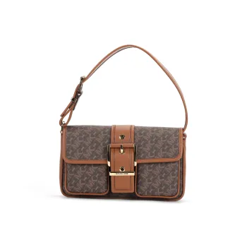 MICHAEL KORS Coated Canvas With Polyester Lining Handbag Shoulder Bag Medium Size Women's Brown