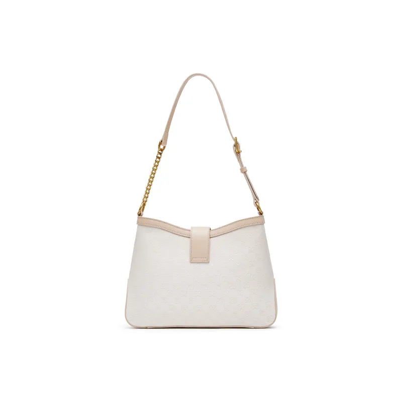 Staccato Fabric Shoulder Bag Tubas Women's Classical Style Ecru-2