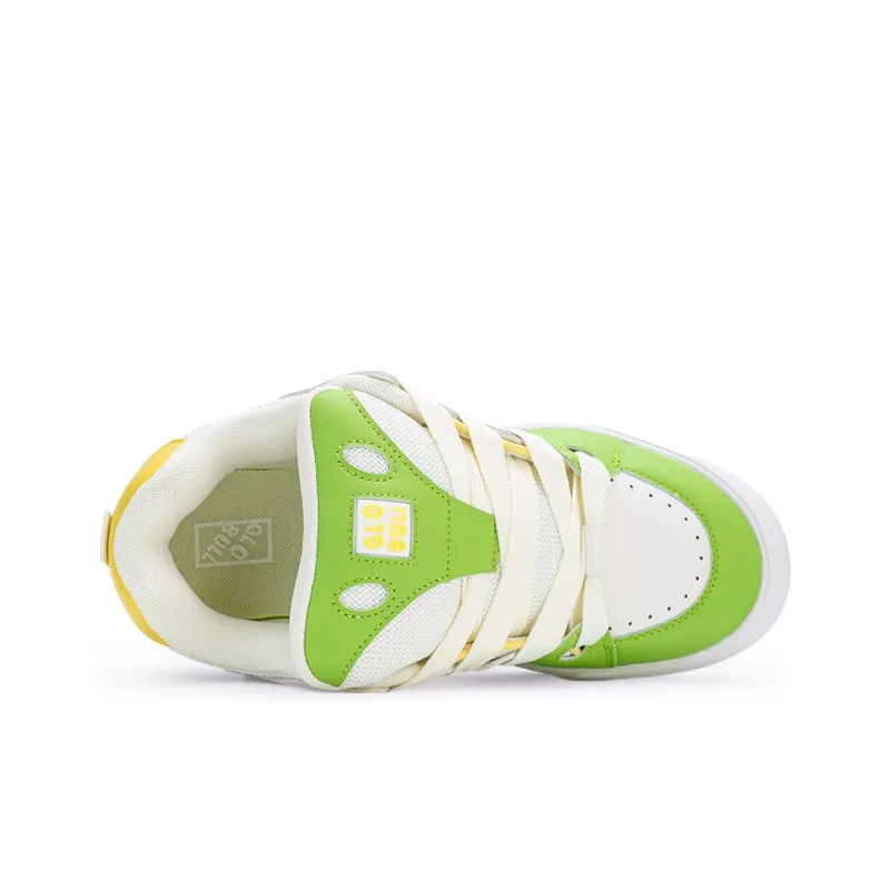 GLO BULL Anti-Slip And Wear-Resistant Lightweight Low-Top Skateboard Shoes Unisex Beige Green Yellow-3