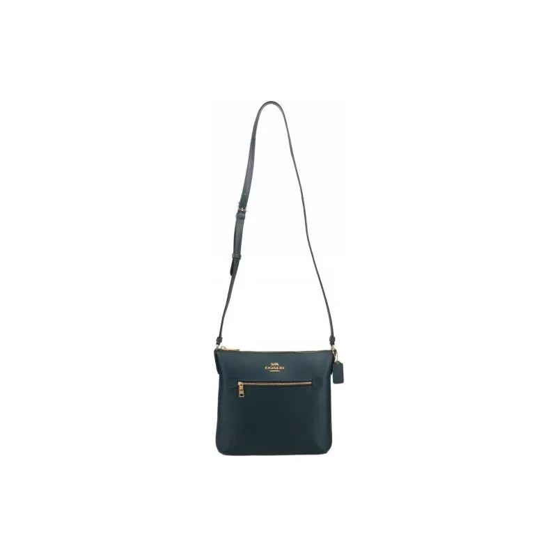 COACH Rowan Glossy Pebbled Leather Boston Bag Shoulder Bag Crossbody Bag Medium Size Women's Peacock Green-5