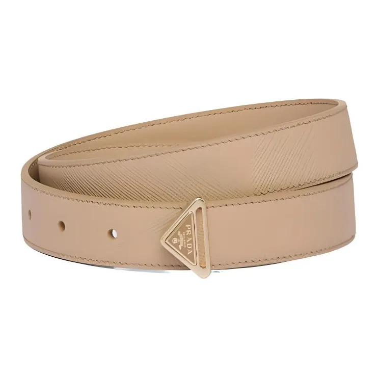 PRADA Cow Leather Belts Women's Sandy Beige 2.5CM-0