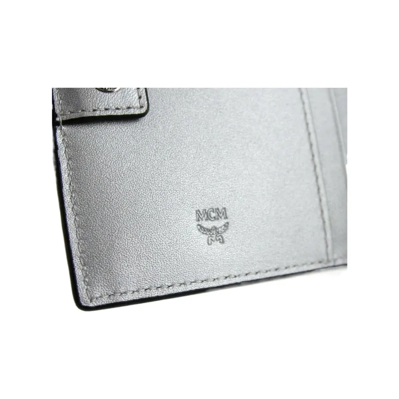 MCM Two Fold Flat Wallet Visetos Original Mini Berlin Silver-4