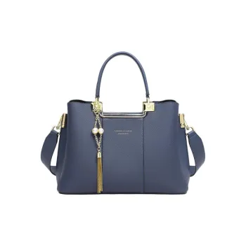 Kevin Cohen Cow Leather With Synthetic Leather Mom Bag, Handbag, Shoulder Bag, Crossbody Bag Regular Women's Blue/White